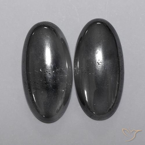 18.04ctw Naturel Noir Gris Hématite, ovale, Opaque