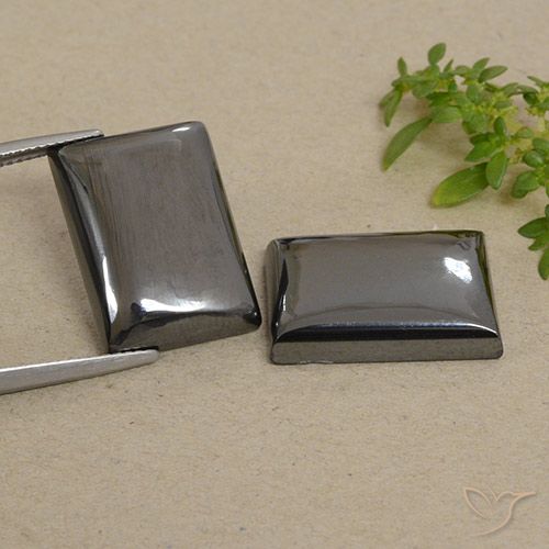 49.98ctw Naturel Gris moyen Hématite, Baquette, Opaque