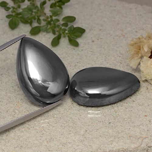79.12ctw Naturel Gris moyen Hématite, En forme de poire, Opaque