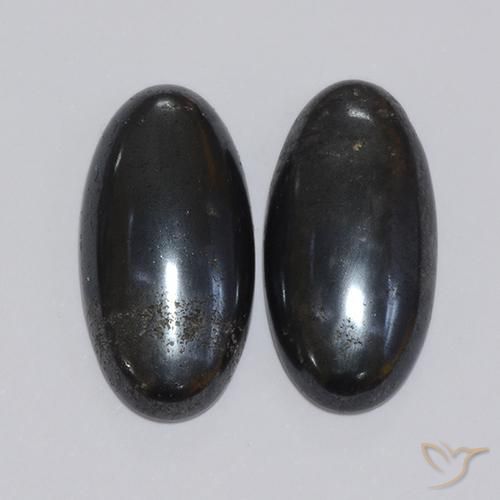 17.40ctw Naturel Gris foncé Hématite, ovale, Opaque