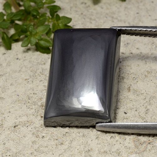 19.53ct Naturel Noir Gris Hématite, Baquette, Opaque