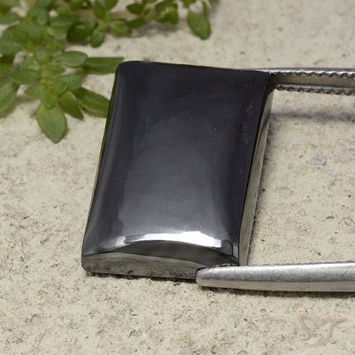 22.13ct Naturel Noir Gris Hématite, Baquette, Opaque