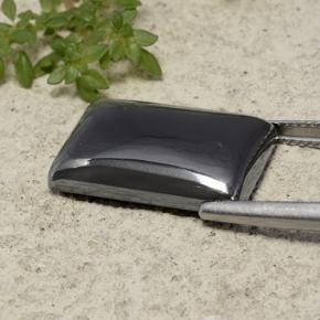 Hématite Noir Gris naturelle Baquette, 18.55 ct, Opaque