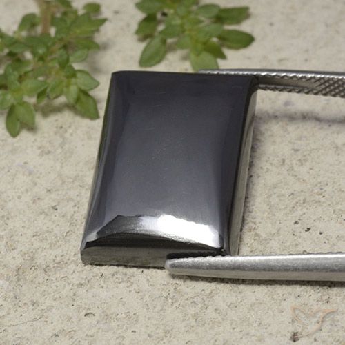22.79ct Naturel Gris foncé Hématite, Baquette, Opaque