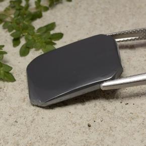 Hématite Noir Gris naturelle Taille émeraude, 19.27 ct, Opaque