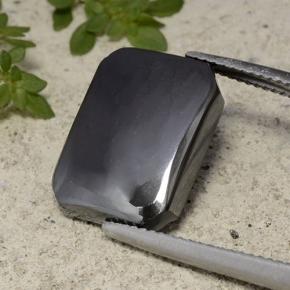 Hématite gris naturelle taille émeraude, 11,97 ct, opaque