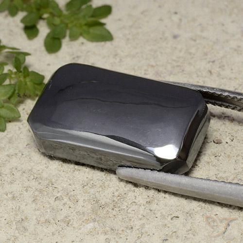 Hématite Noir Gris naturelle Octogone / coupe Émeraude, 21.68 ct, Opaque