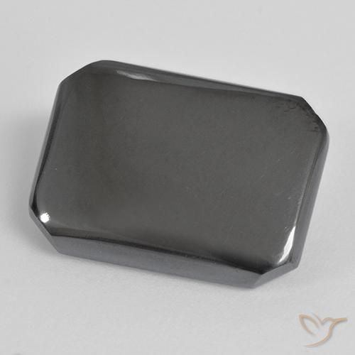 17.55ct Naturel Gris moyen Hématite, Taille émeraude, Opaque