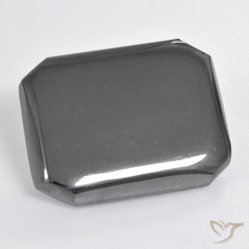 18.98ct Naturel Gris moyen Hématite, Taille émeraude, Opaque