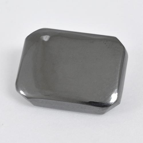 Hématite gris naturelle taille émeraude, 10,46 ct, opaque