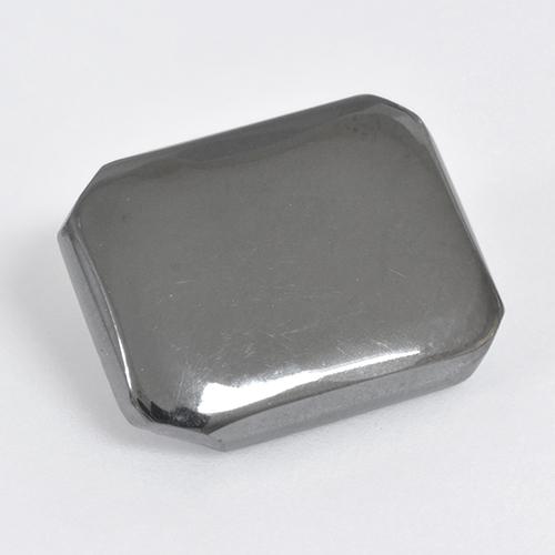 Hématite gris naturelle taille émeraude, 10,46 ct, opaque