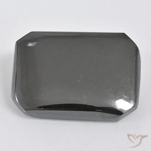 19.55ct Naturel Gris argent Hématite, Taille émeraude, Opaque