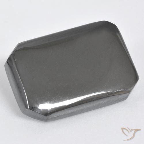 Hématite Gris moyen naturelle Octogone / coupe Émeraude, 19.94 ct, Opaque