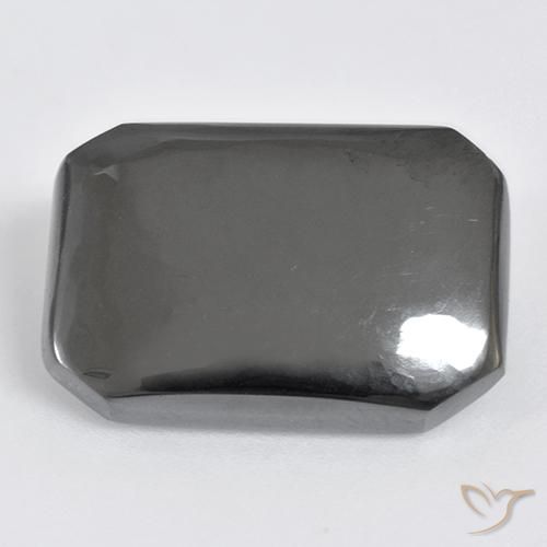 21.90ct Naturel Gris moyen Hématite, Taille émeraude, Opaque