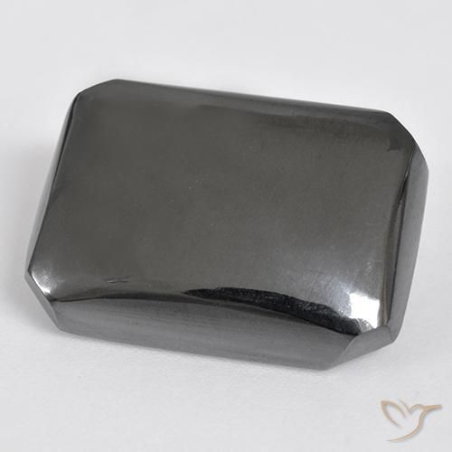25.04ct Naturel Gris moyen Hématite, Taille émeraude, Opaque