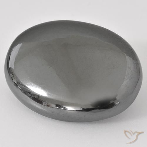 Hématite Gris moyen naturelle ovale, 35.44 ct, Opaque