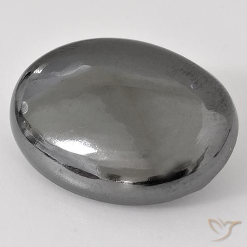 Hématite Gris argent naturelle ovale, 33.54 ct, Opaque