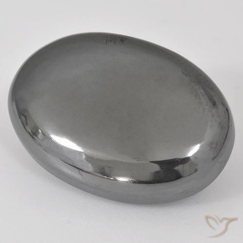 Hématite Gris moyen naturelle ovale, 32.02 ct, Opaque