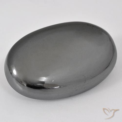 34.18ct Naturel Gris argent Hématite, ovale, Opaque