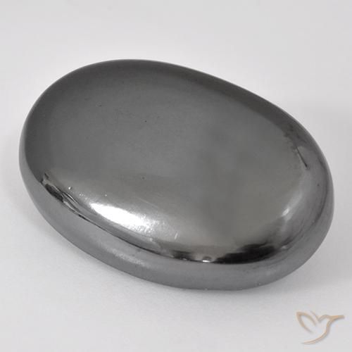 Hématite Gris argent naturelle ovale, 34.18 ct, Opaque