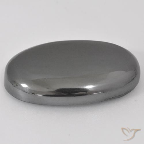 Hématite Gris argent naturelle ovale, 34.18 ct, Opaque