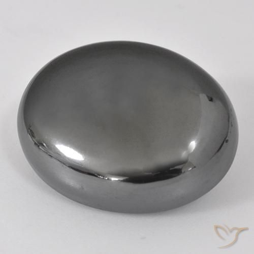 38.37ct Naturel Gris argent Hématite, ovale, Opaque