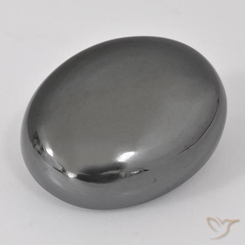 Hématite Gris argent naturelle ovale, 38.37 ct, Opaque