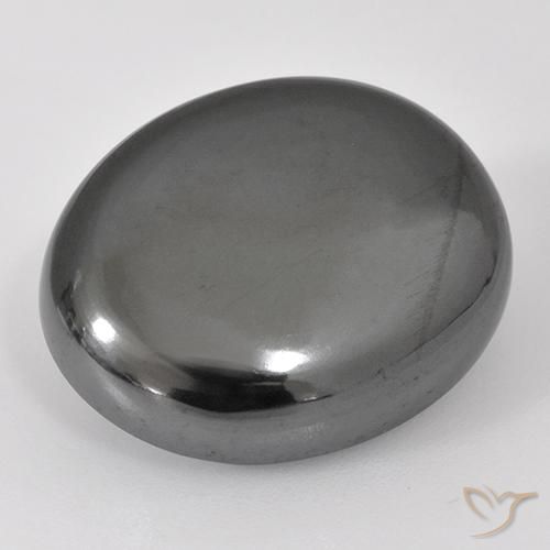 25.50ct Naturel Gris argent Hématite, ovale, Opaque