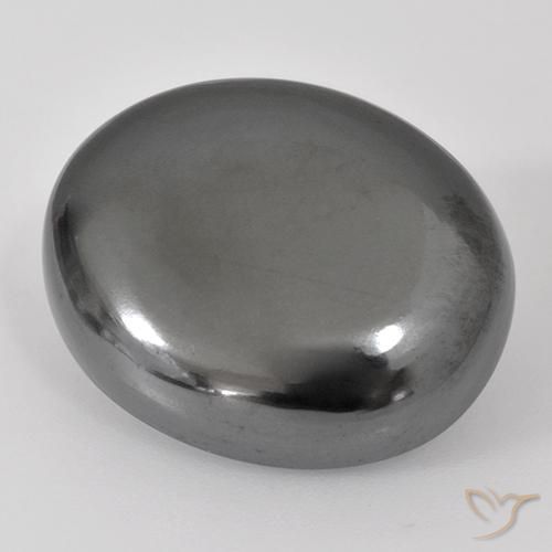 Hématite Gris argent naturelle ovale, 25.50 ct, Opaque