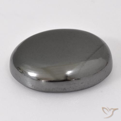 Hématite Gris argent naturelle ovale, 25.50 ct, Opaque
