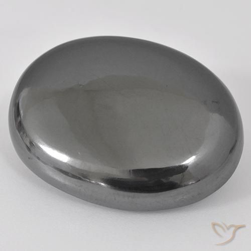 Hématite Gris argent naturelle ovale, 38.87 ct, Opaque