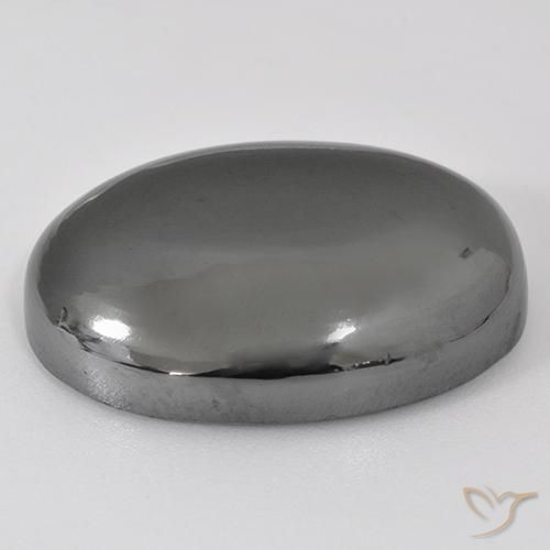 Hématite Gris argent naturelle ovale, 41.28 ct, Opaque