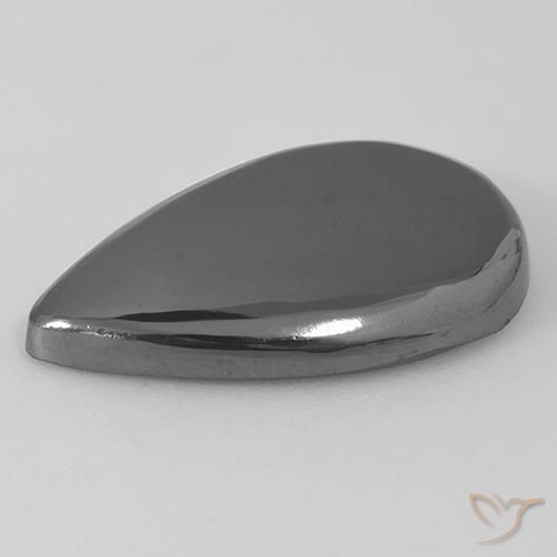 Hématite Gris moyen naturelle En forme de poire, 22.23 ct, Opaque