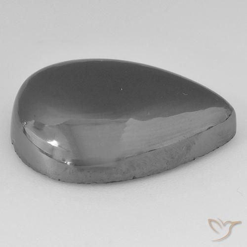 Hématite Gris argent naturelle En forme de poire, 33.97 ct, Opaque