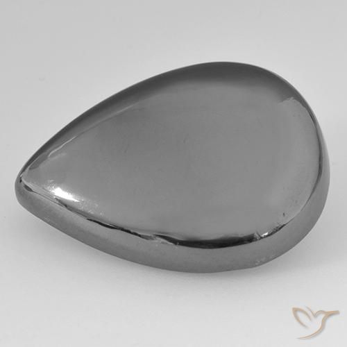 Hématite Gris argent naturelle En forme de poire, 31.03 ct, Opaque