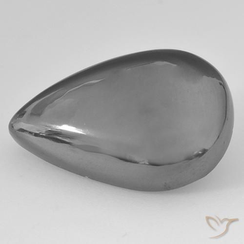 Hématite Gris moyen naturelle En forme de poire, 25.28 ct, Opaque