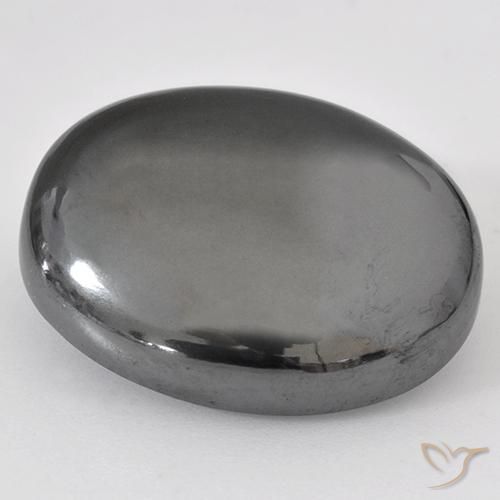 Hématite Gris argent naturelle ovale, 36.93 ct, Opaque