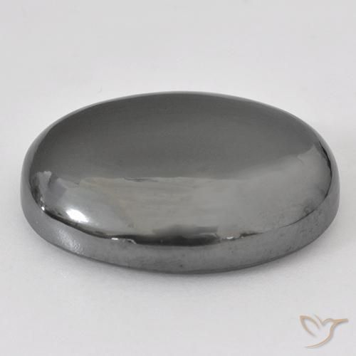Hématite Gris argent naturelle ovale, 36.93 ct, Opaque