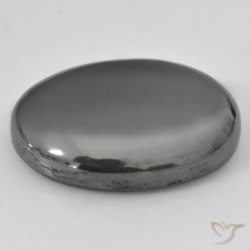 Hématite Gris moyen naturelle ovale, 38.37 ct, Opaque