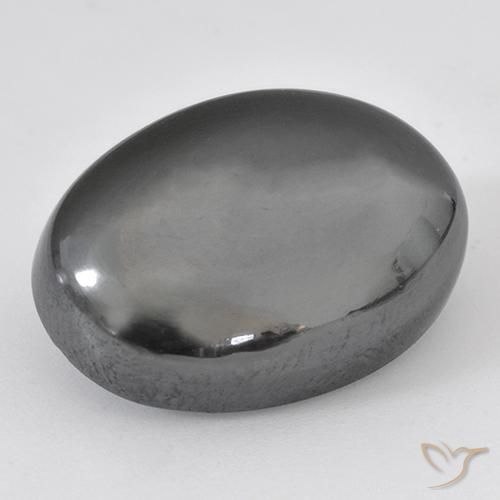 Hématite Gris argent naturelle ovale, 33.07 ct, Opaque