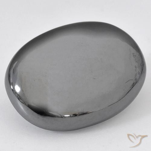 Hématite Gris moyen naturelle ovale, 37.56 ct, Opaque