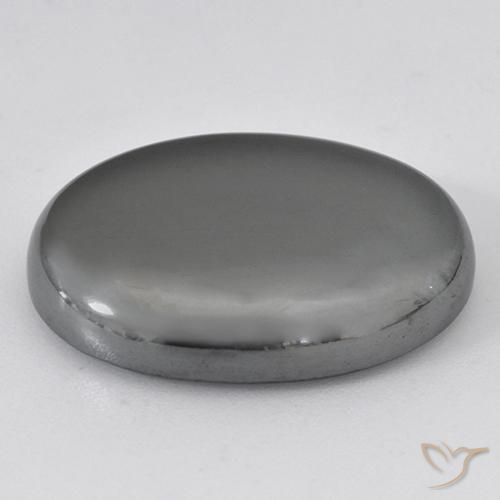 Hématite Gris argent naturelle ovale, 33.59 ct, Opaque