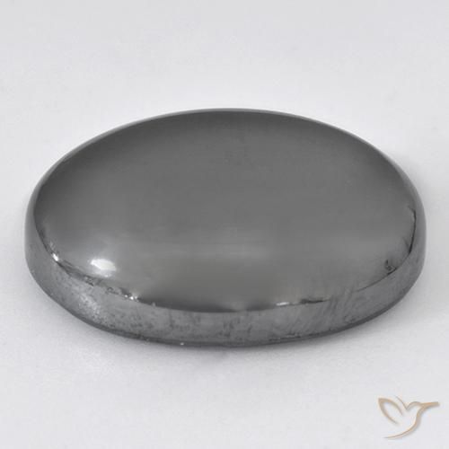 Hématite Gris argent naturelle ovale, 44.78 ct, Opaque