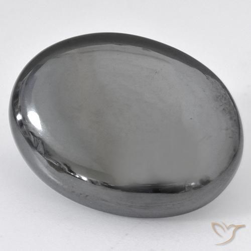 37.03ct Naturel Gris argent Hématite, ovale, Opaque