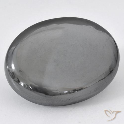 Hématite Gris argent naturelle ovale, 37.03 ct, Opaque