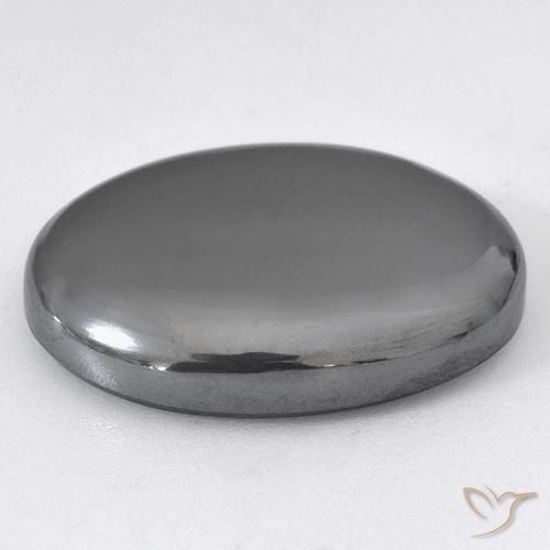 Hématite Gris argent naturelle ovale, 37.03 ct, Opaque