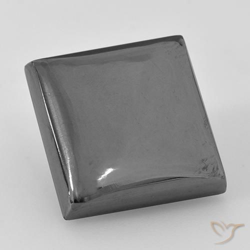 24.04ct Naturel Gris argent Hématite, Carré, Opaque