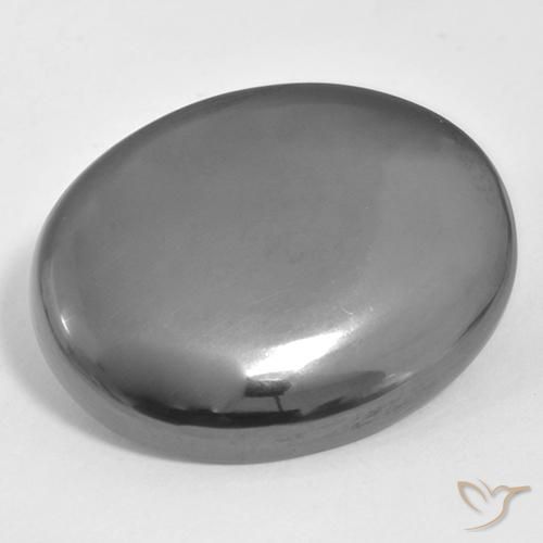 Hématite Gris argent naturelle ovale, 35.72 ct, Opaque