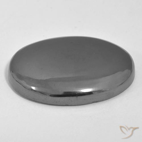 Hématite Gris argent naturelle ovale, 35.72 ct, Opaque