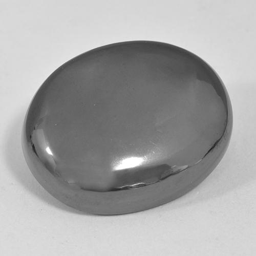 Hématite Gris moyen naturelle Coupe ovale, 24.76 ct, Opaque
